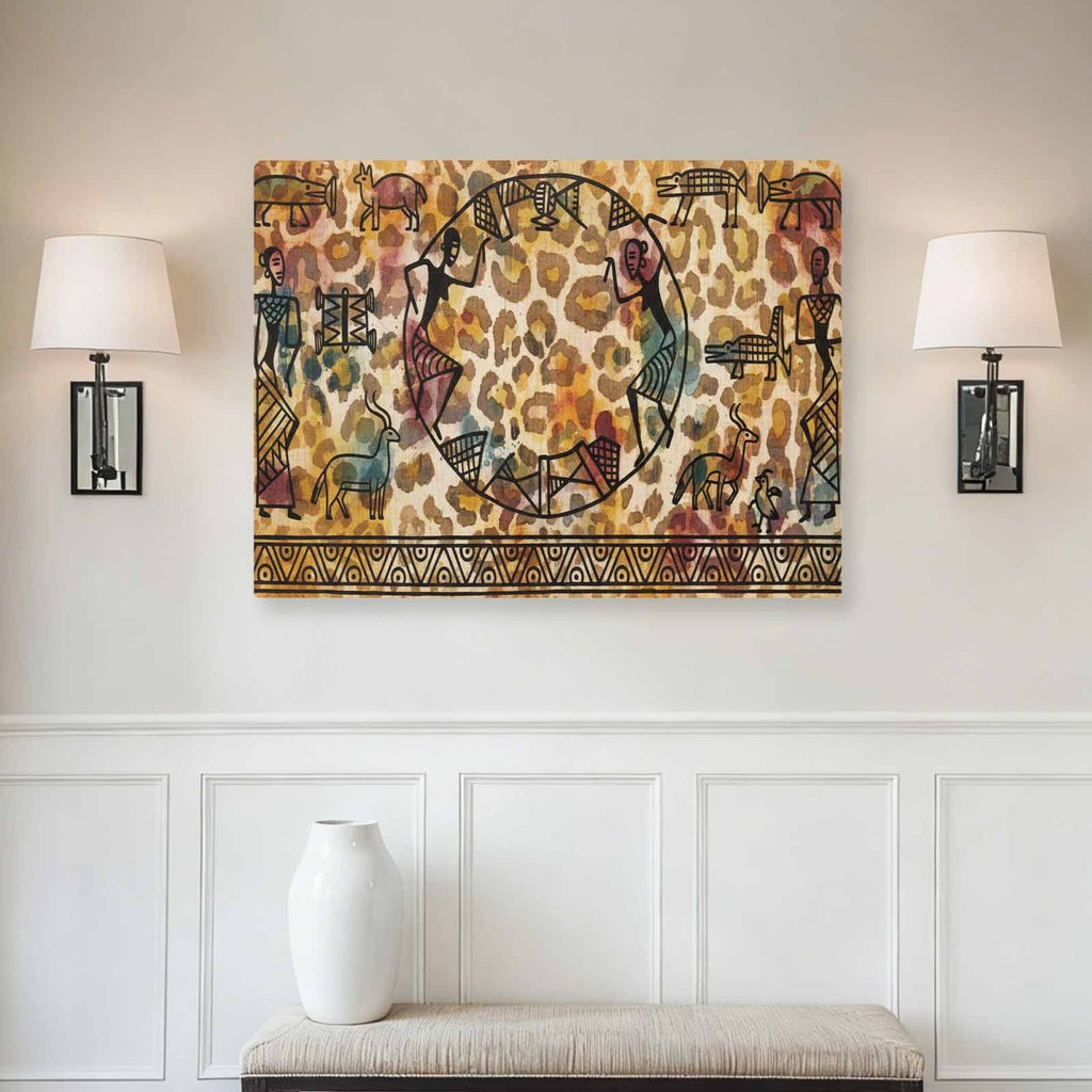Rich and Rich African Abstract 32 x 24 Canvas Wall Art with vibrant colors and abstract design