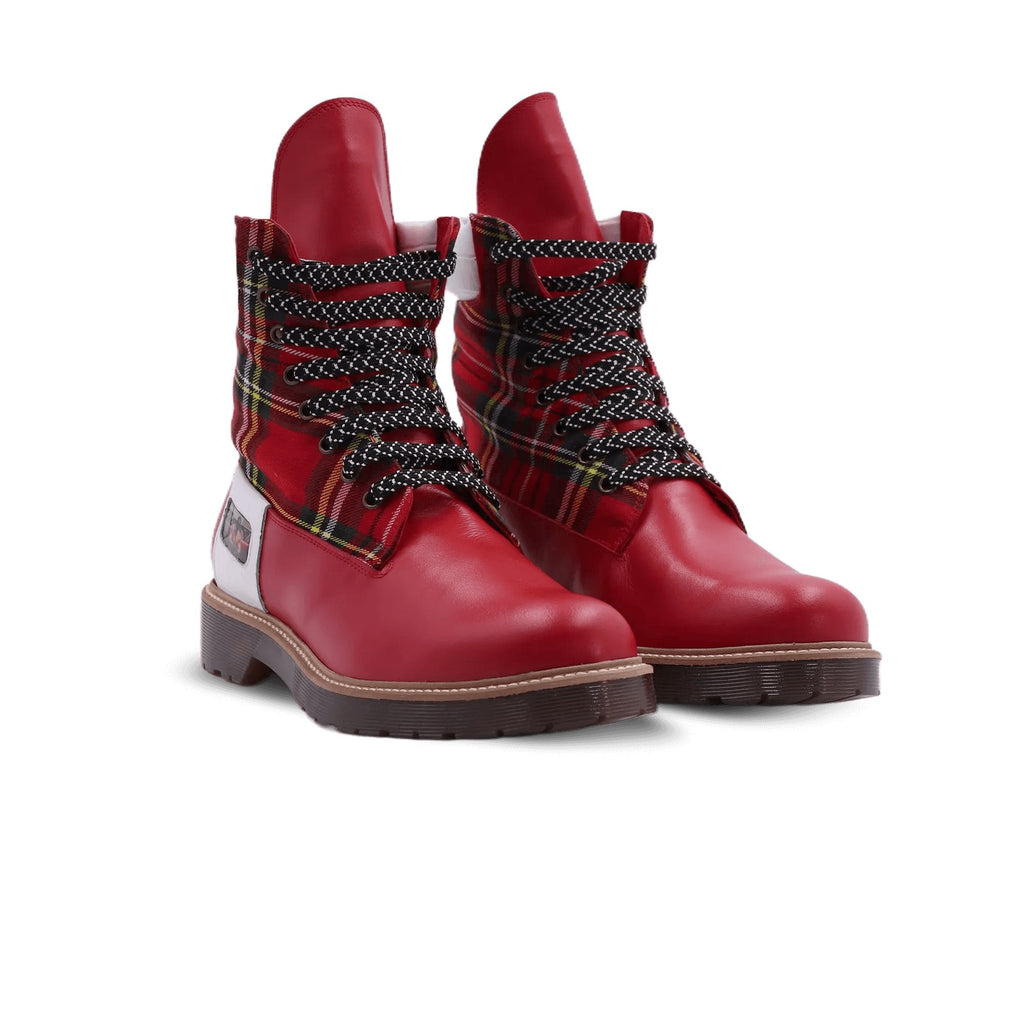 Redd_Man_Series Classic Street Hightop Boot in vibrant red Italian leather by Desiree Sims
