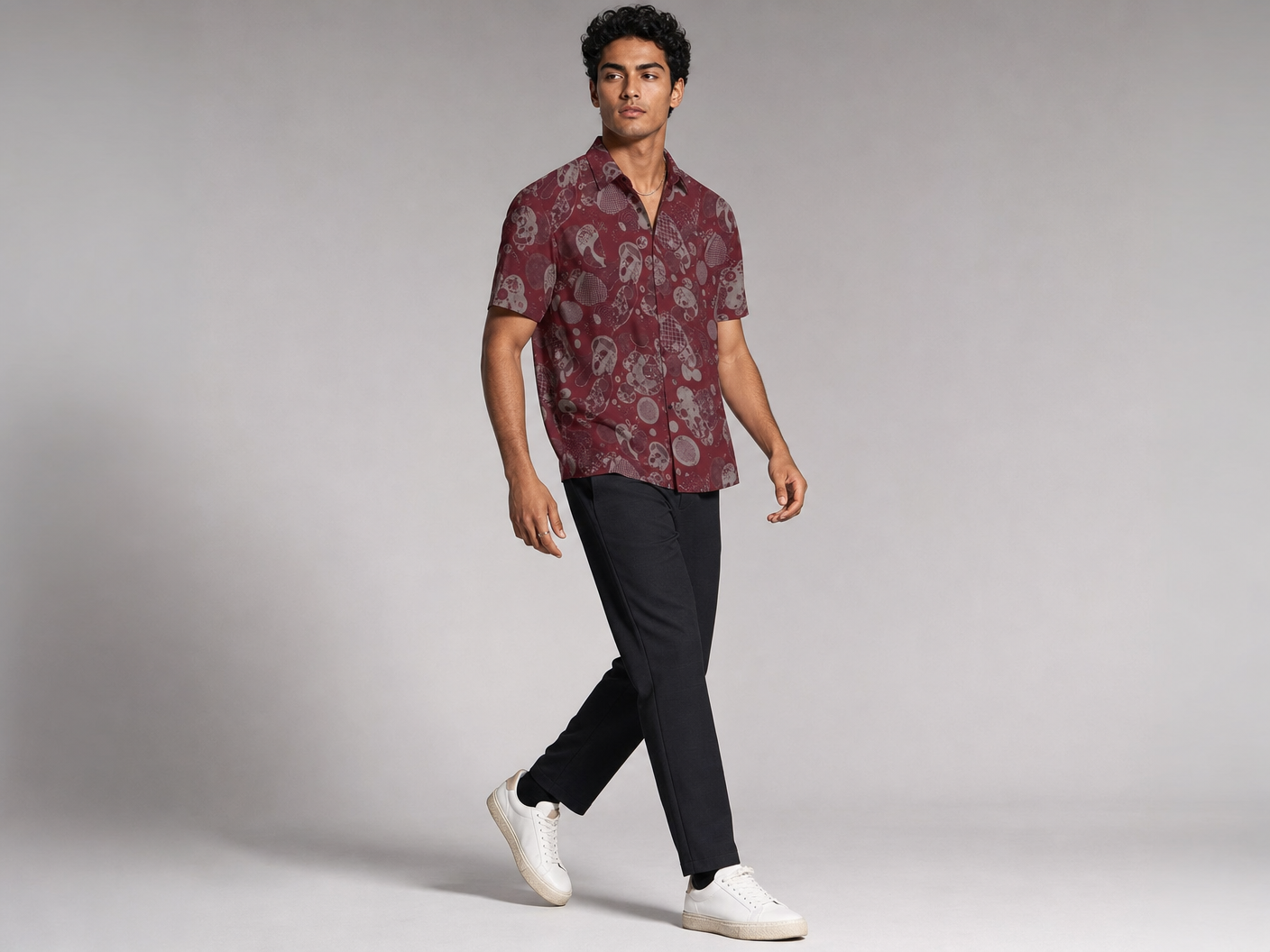 Rich and Rich Men's Burgundy Designer Fusion Shirt