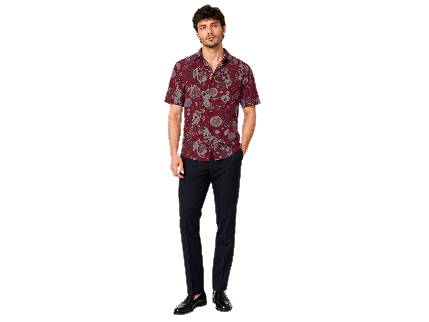Rich and Rich Men's Burgundy Designer Fusion Shirt