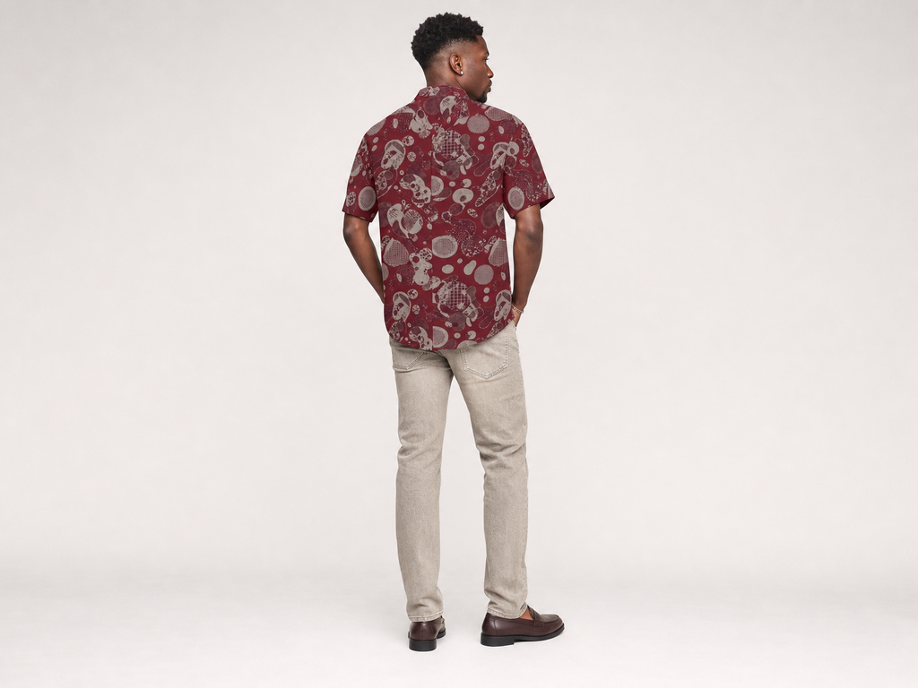Rich and Rich Men's Burgundy Designer Fusion Shirt