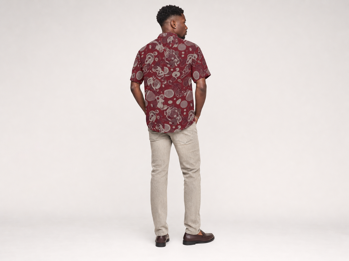 Rich and Rich Men's Burgundy Designer Fusion Shirt
