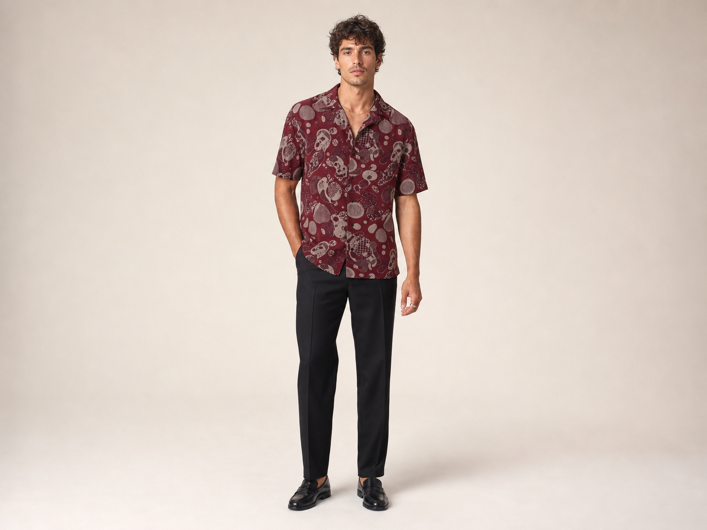 Rich and Rich Men's Burgundy Designer Fusion Shirt