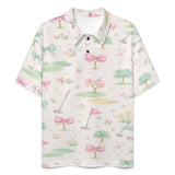 Women’s short‑sleeve tailored polo with multicolor graphic print in pique fabric — additional view 8