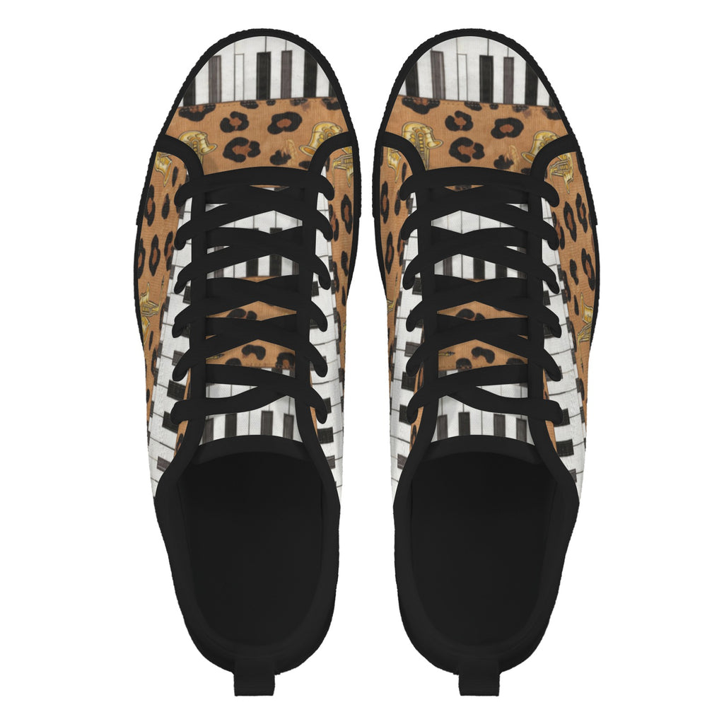 Rich and Rich Men's Brown Animal Piano Saxophone Canvas Low Top Sneaker