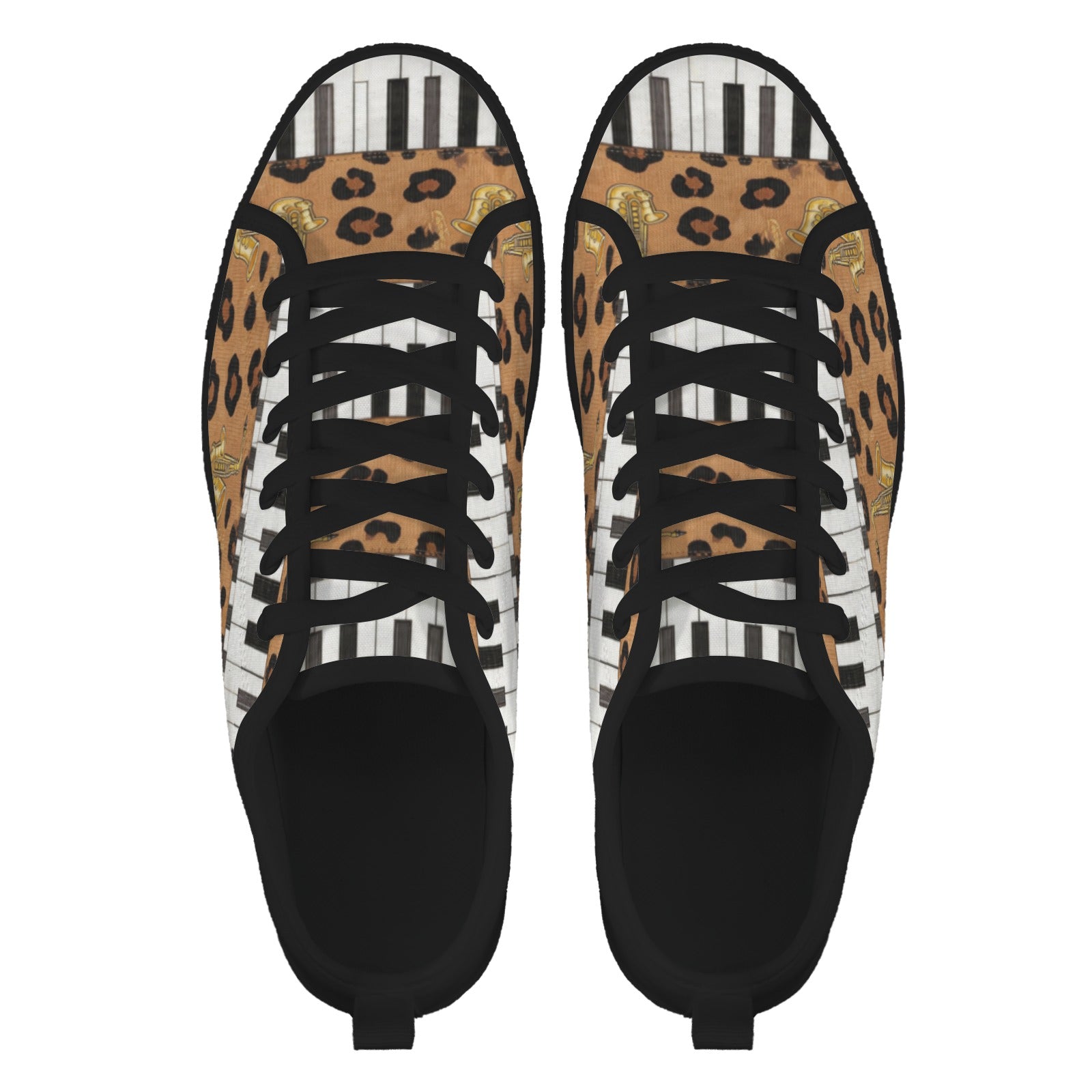 Rich and Rich Men's Brown Animal Piano Saxophone Canvas Low Top Sneaker