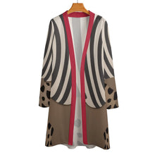 Load image into Gallery viewer, Rich and Rich Women&#39;s Brown, Beige, Red, Striped Mid-Length Cardigan
