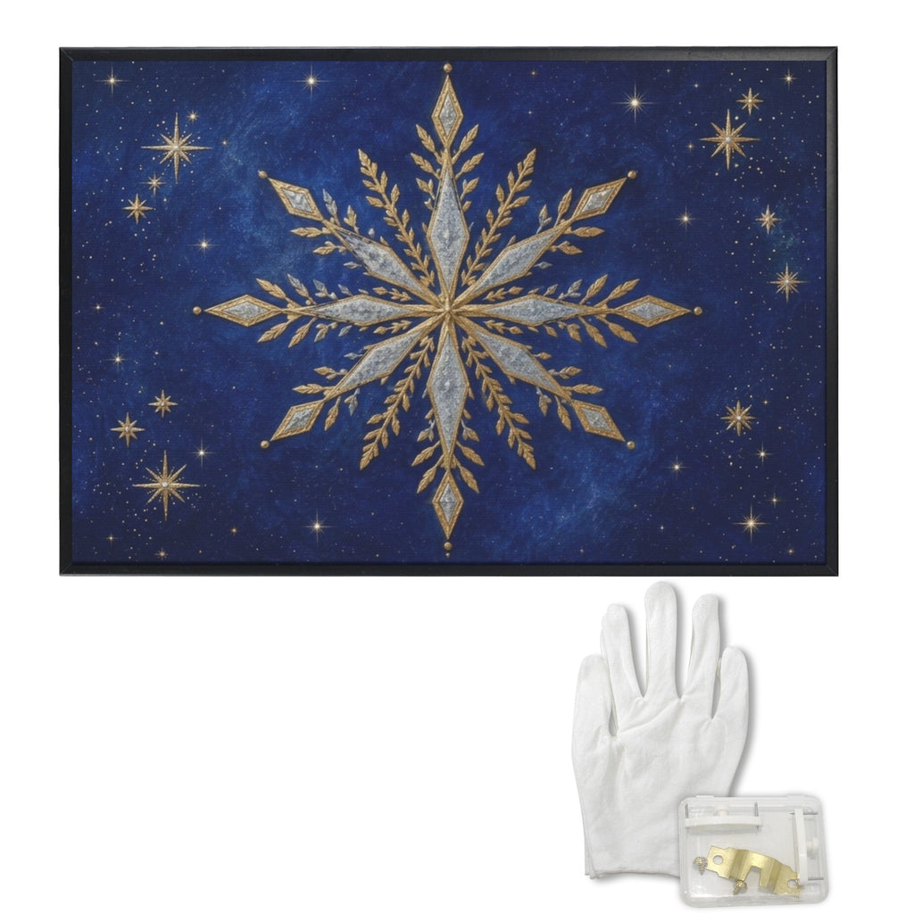 A Rich and Rich Celestial Gold and Silver Nordic Snowflake Framed Art Print 36×24inch - Rich and Rich Homeopportunities