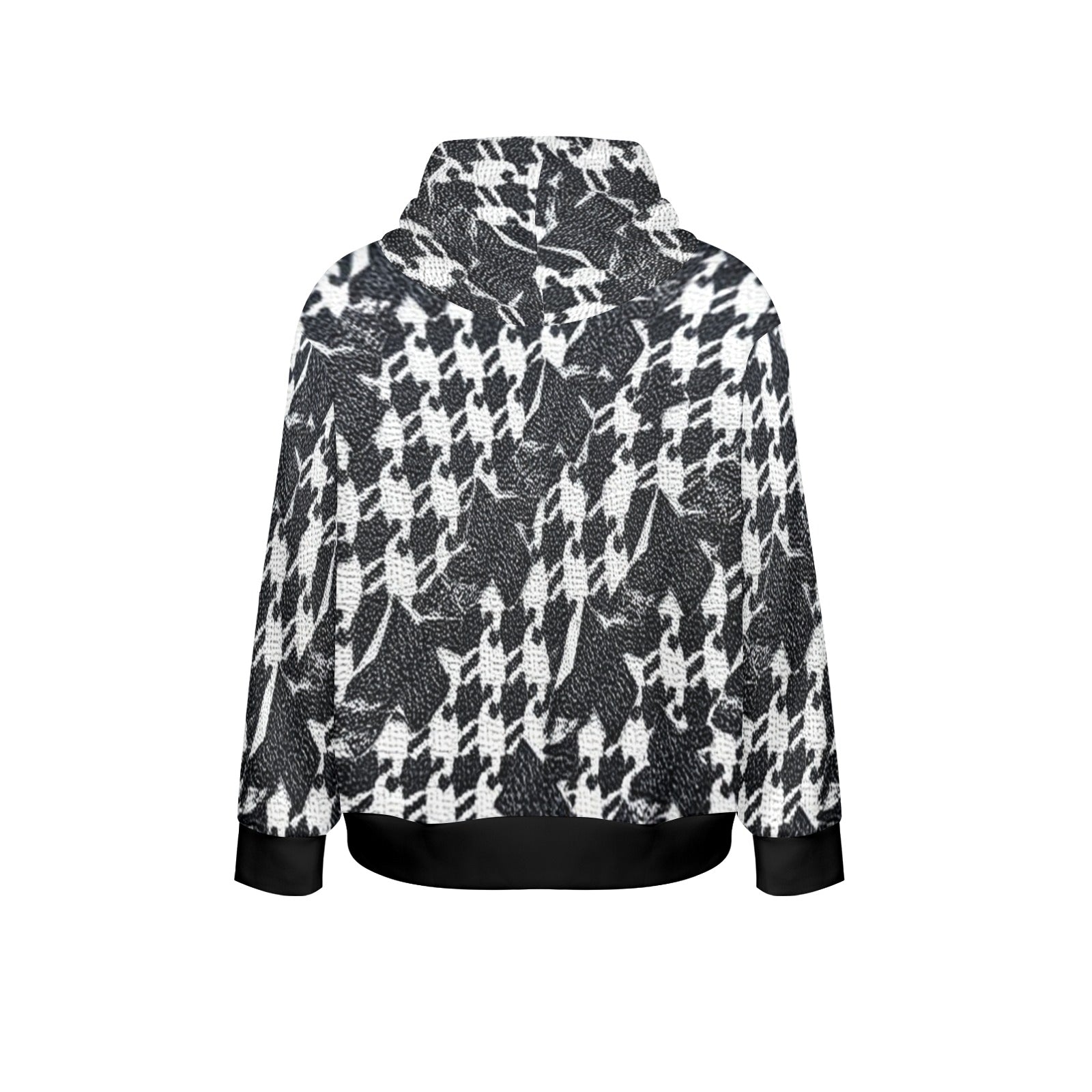 R&RH Black and White Checker Men's Long Sleeve Hoodie with drawstring hood and kangaroo pocket