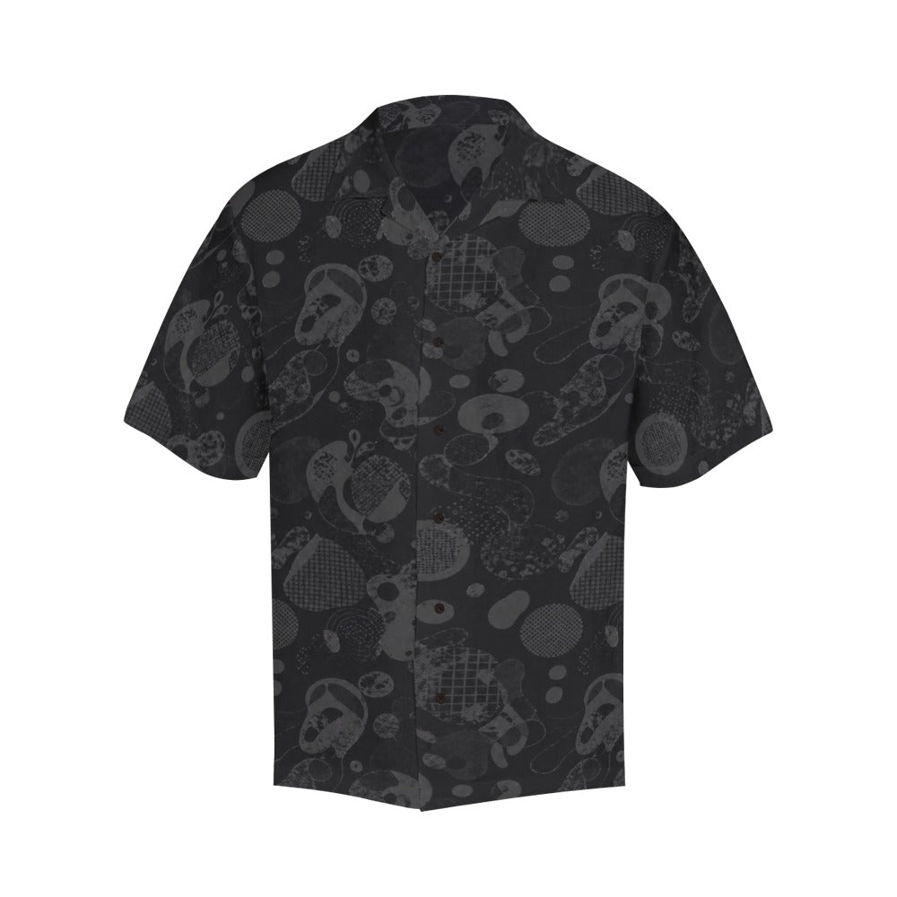 Black fusion men's short-sleeve designer shirt with notch lapel and relaxed boxy fit — additional view 6