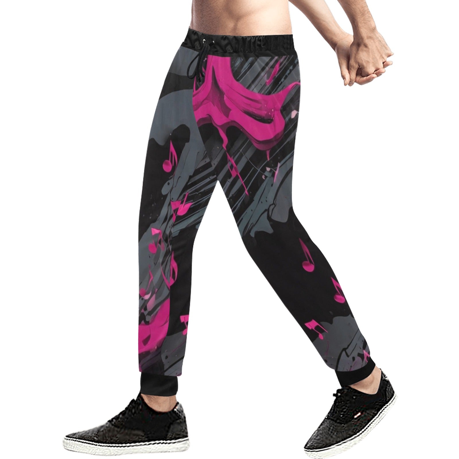 R&RH Magenta Graphic Men's All Over Print Sweatpants with tapered fit and deep pockets