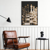 Rich and Rich Luxury Black, Gold, and White Chess Framed Art  24×36inch
