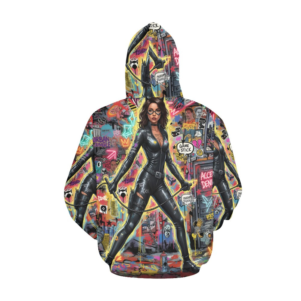 Rich and Rich Women’s Multicolor Caricature Hoodie showcasing vibrant artistic print