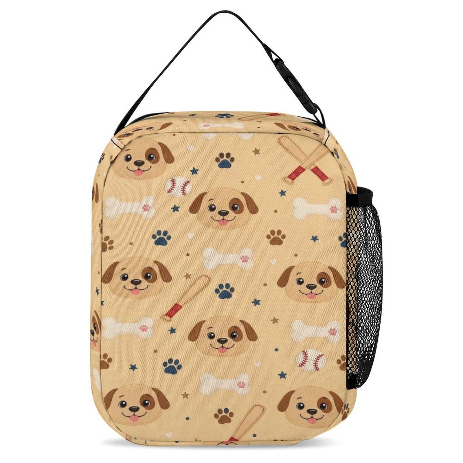 Beige backpack set with dogs and baseball design, includes lunch bag and pen case — additional view 10