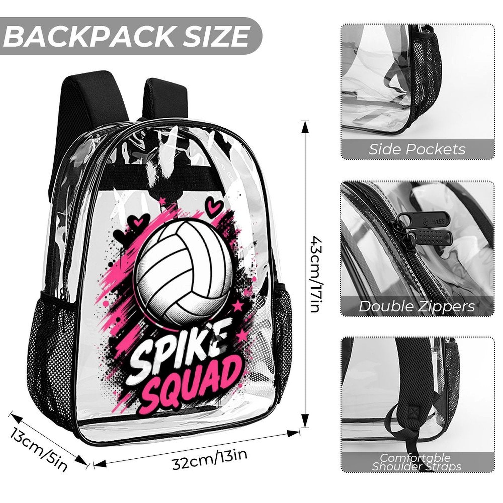 Rich and Rich Spike Squad 3 Piece Clear Backpack