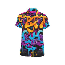 Load image into Gallery viewer, Rich and Rich Graffiti Print Men's Short Sleeved Shirt - Rich and Rich Homeopportunities

