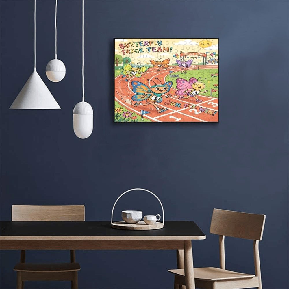 Rich and Rich Butterflies Track Team Kids Wooden 120 piece Jigsaw Puzzle Wall Art - Rich and Rich Homeopportunities