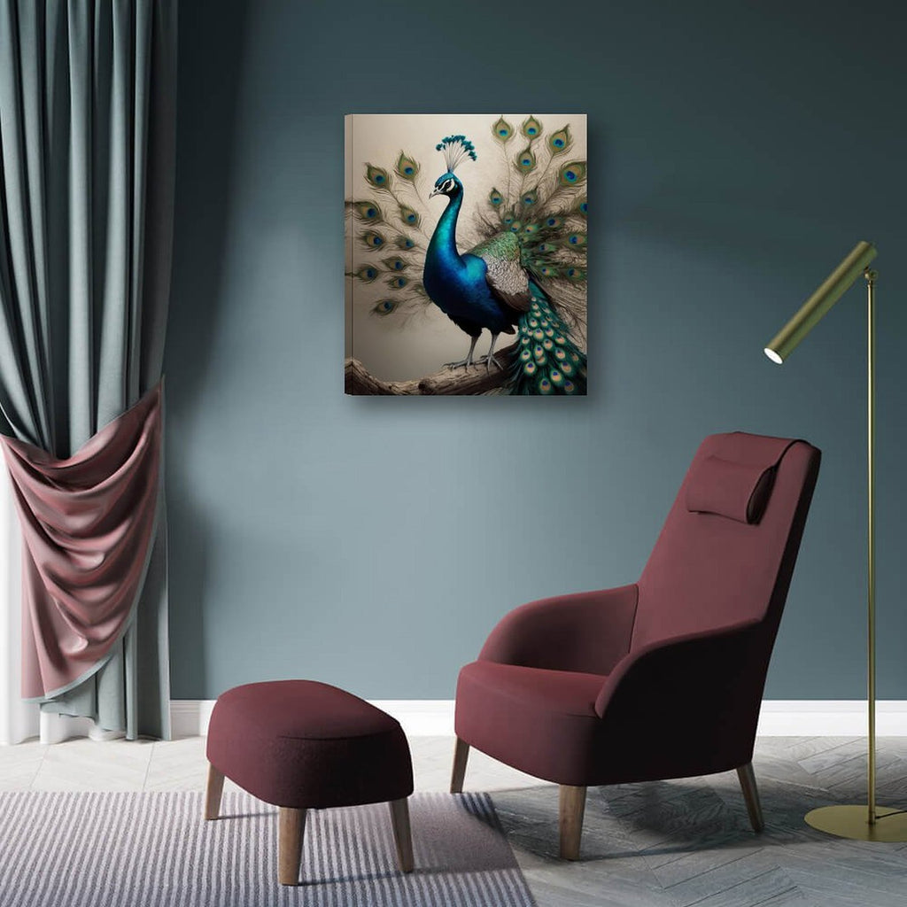 Amazing Peacock Decorative Canvas Painting 20x24 Vertical Frame