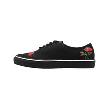 Load image into Gallery viewer, R&amp;RH Woman With Rose Womens Black Low Top Designer Sneakers Classic Women&#39;s Canvas Low Top Shoes (Model E001-4)

