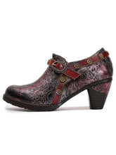 Load image into Gallery viewer, Adalee Retro Floral Embossed Shoes
