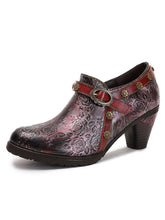 Load image into Gallery viewer, Adalee Retro Floral Embossed Shoes
