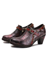 Load image into Gallery viewer, Adalee Retro Floral Embossed Shoes
