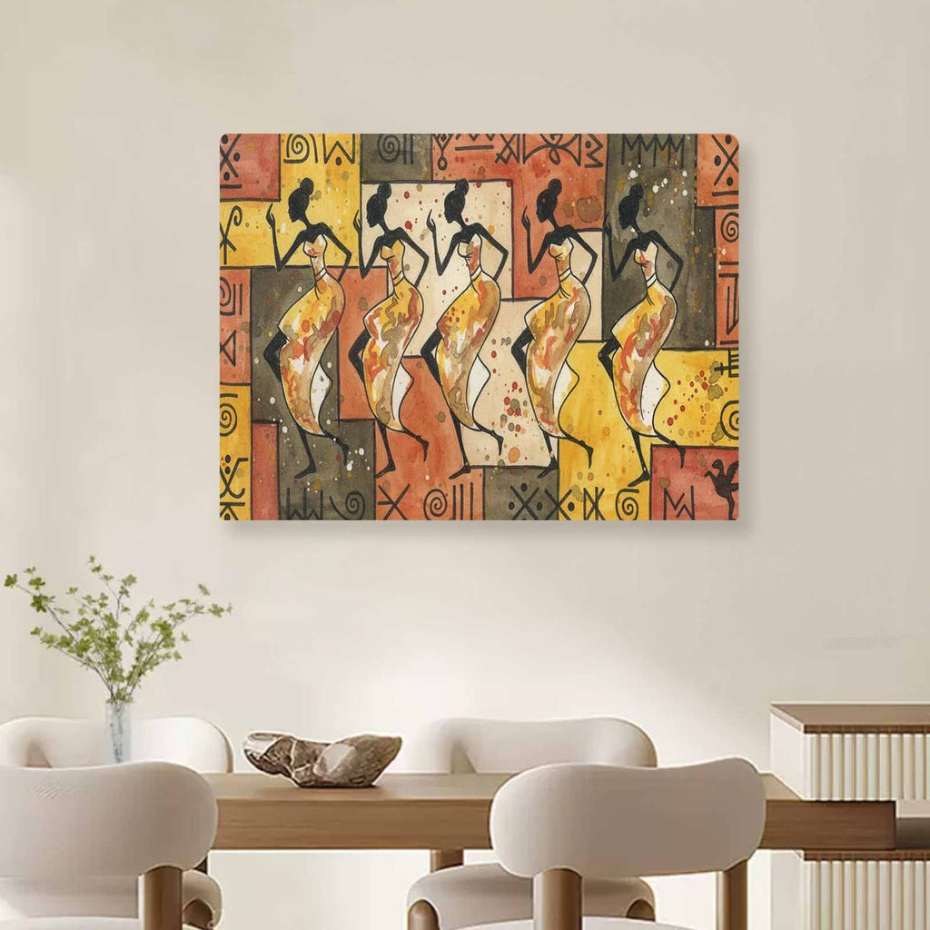 Rich and Rich African Gathering 32x24 vibrant canvas wall art with wooden frame