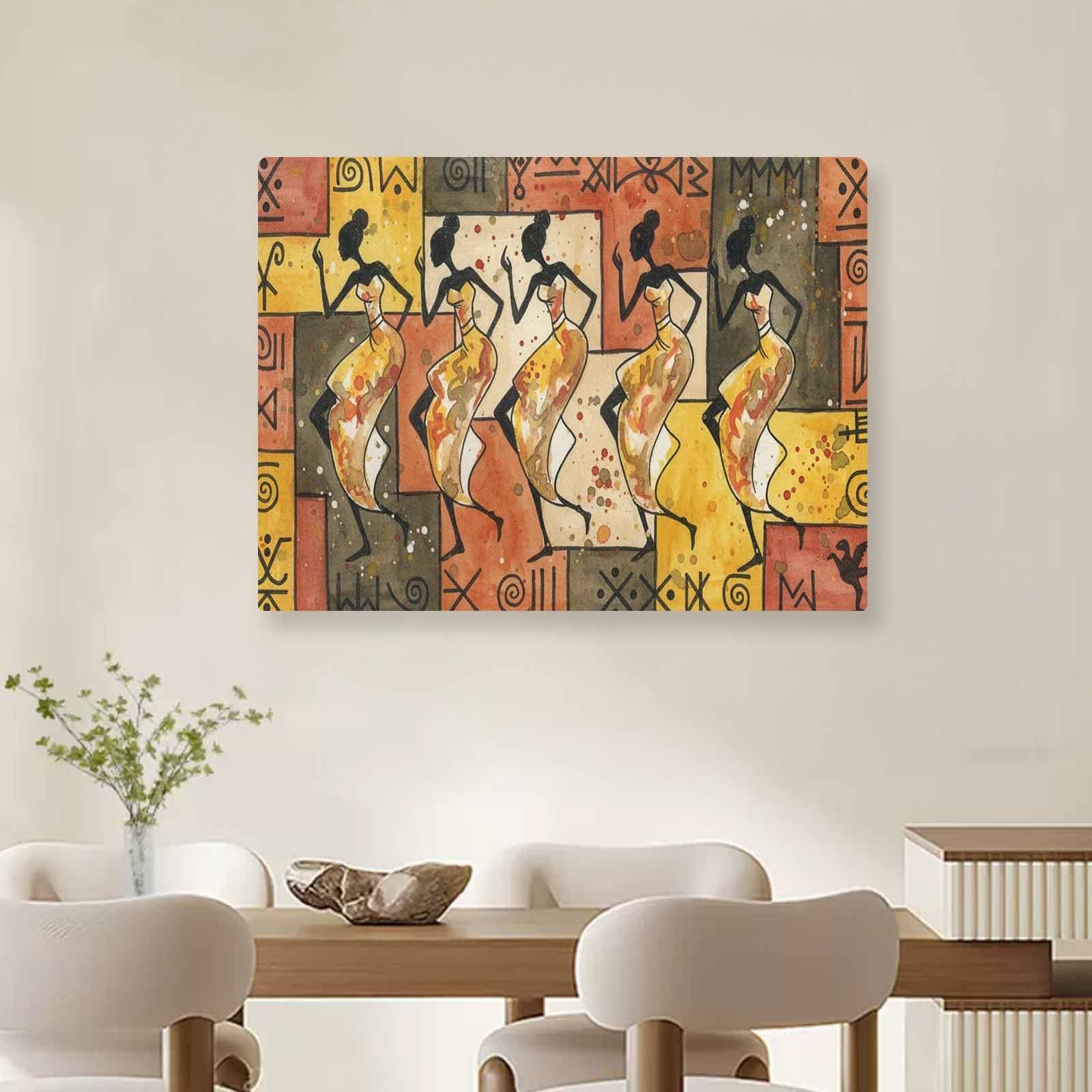 Rich and Rich African Gathering 32x24 vibrant canvas wall art with wooden frame