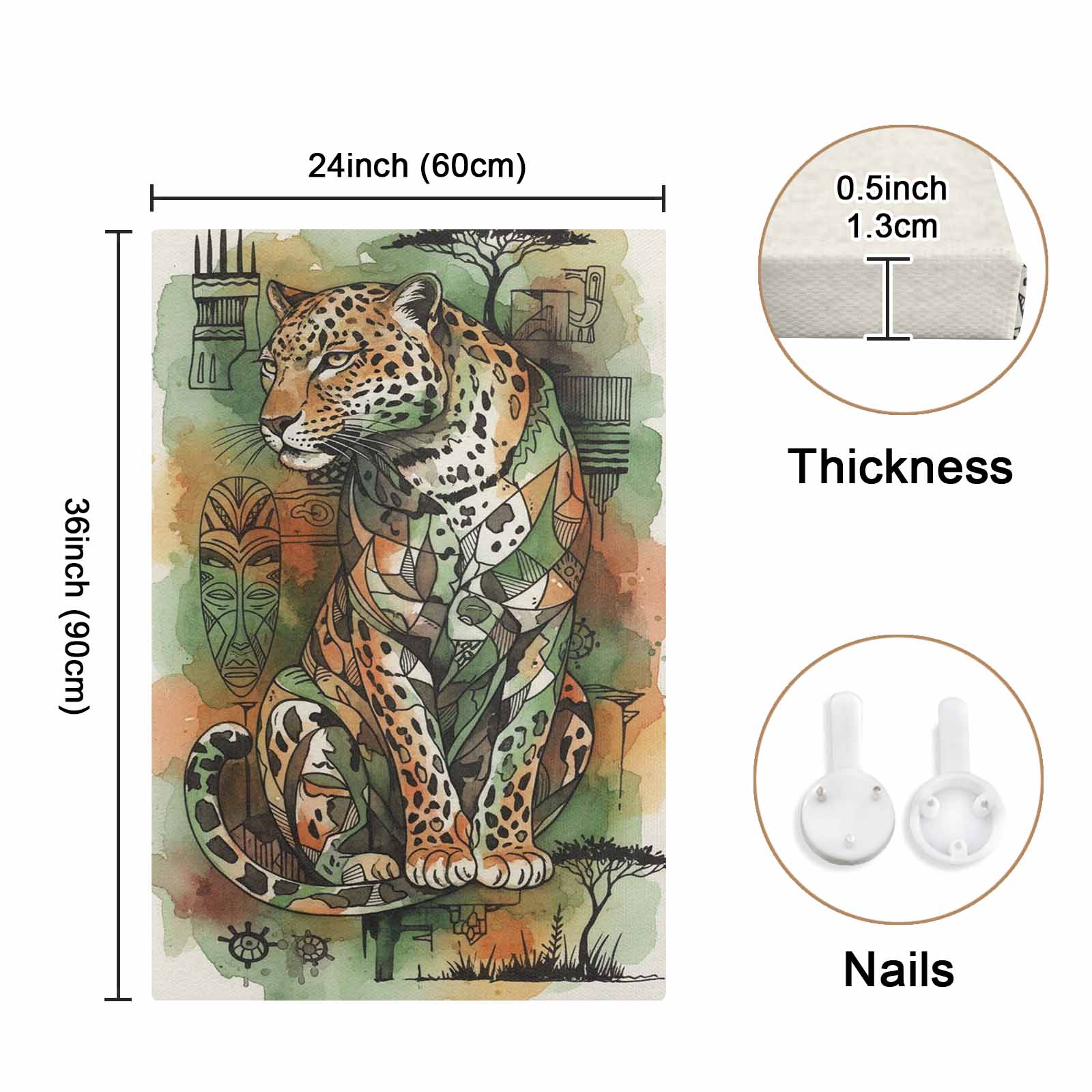 24x36 safari abstract leopard canvas wall art on wooden frame — alternate view