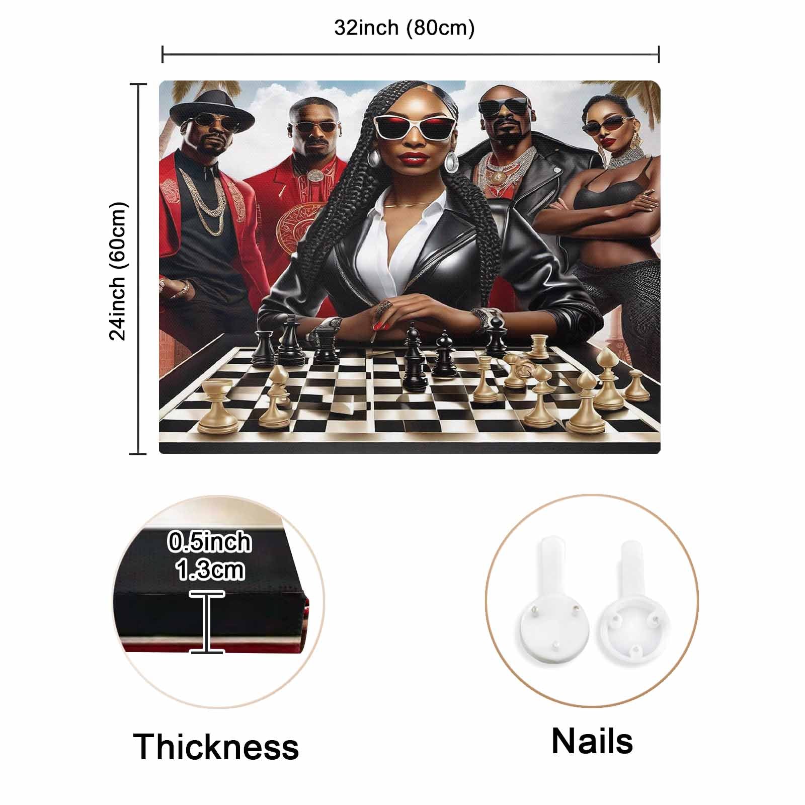 Rich and Rich The Chess Game 32x24 canvas wall art featuring a chessboard design