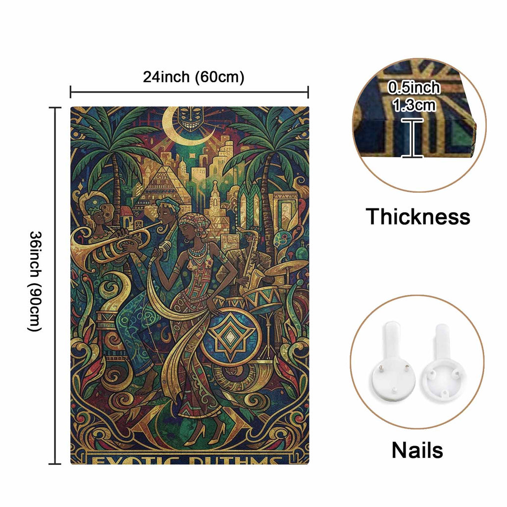 Rich and Rich Hunters Green Exotic Rhythms 24x36 canvas wall art with vibrant green and exotic patterns