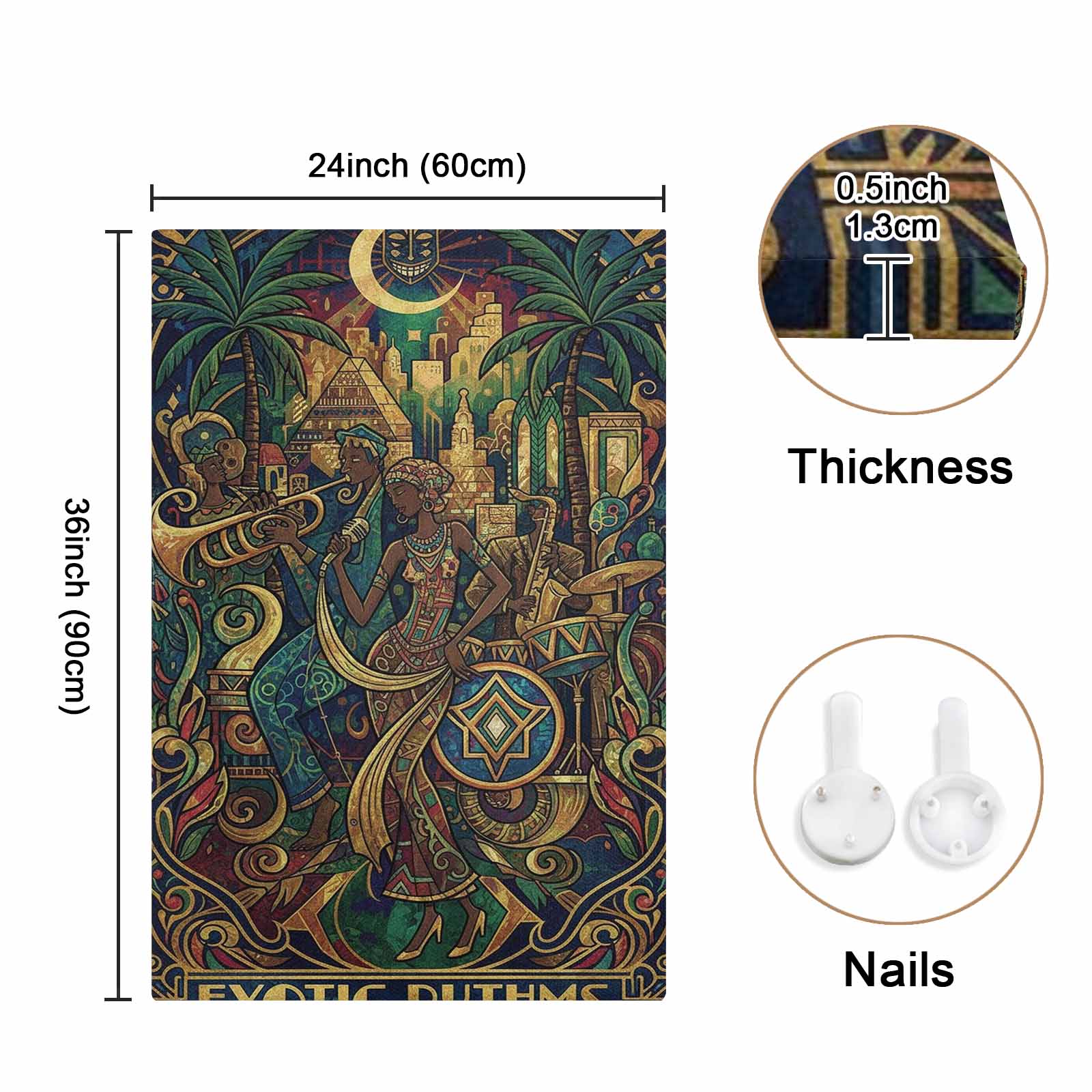 Rich and Rich Hunters Green Exotic Rhythms 24x36 canvas wall art with vibrant green and exotic patterns