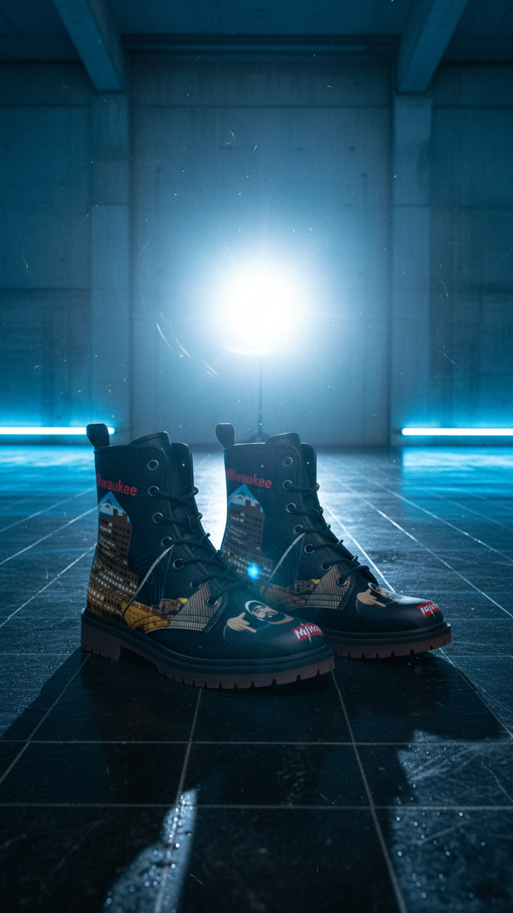 Rich and Rich Unisex Caricature Casual Leather Lightweight Black Boots