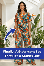 Load image into Gallery viewer, Rich &amp; Rich Women's Colorful Bird Side-Tie Top &amp; Wide-Leg Pants Set - Rich and Rich Homeopportunities
