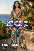 Load image into Gallery viewer, Rich &amp; Rich Women's Colorful Bird Side-Tie Top &amp; Wide-Leg Pants Set - Rich and Rich Homeopportunities
