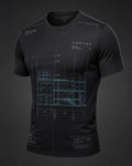 Vertex Blueprint Layer T-Shirt in black with silver geometric Vertex menswear design