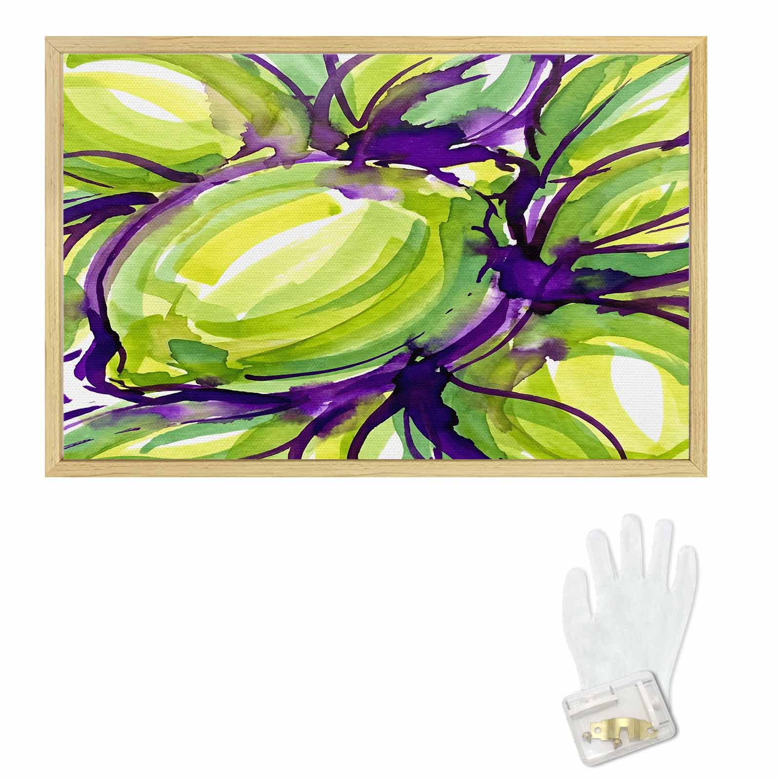 36×24 watercolor-style verdant vine framed canvas in a natural wood frame — alternate view