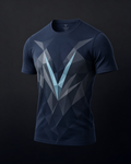 Vertex Triangulated Shadow T-Shirt in deep navy with ice cyan geometric Vertex menswear design
