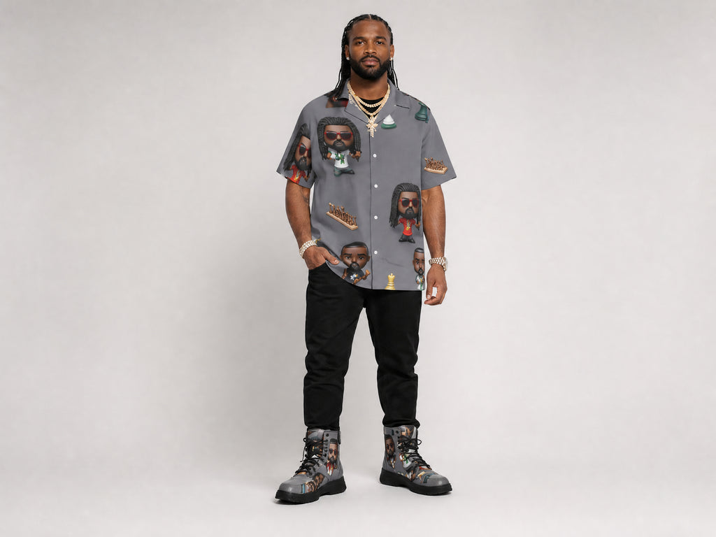 Rich and Rich Men's Gray Toon's Hawaiian Short Sleeve Shirt - Rich and Rich Homeopportunities