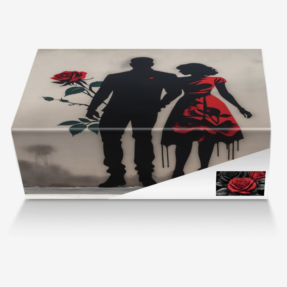 Rich and Rich BlackRedRoses unisex black leather sneaker with red rose accents