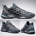 Vertex Hex Core Sneaker in slate with ice cyan geometric Vertex menswear design