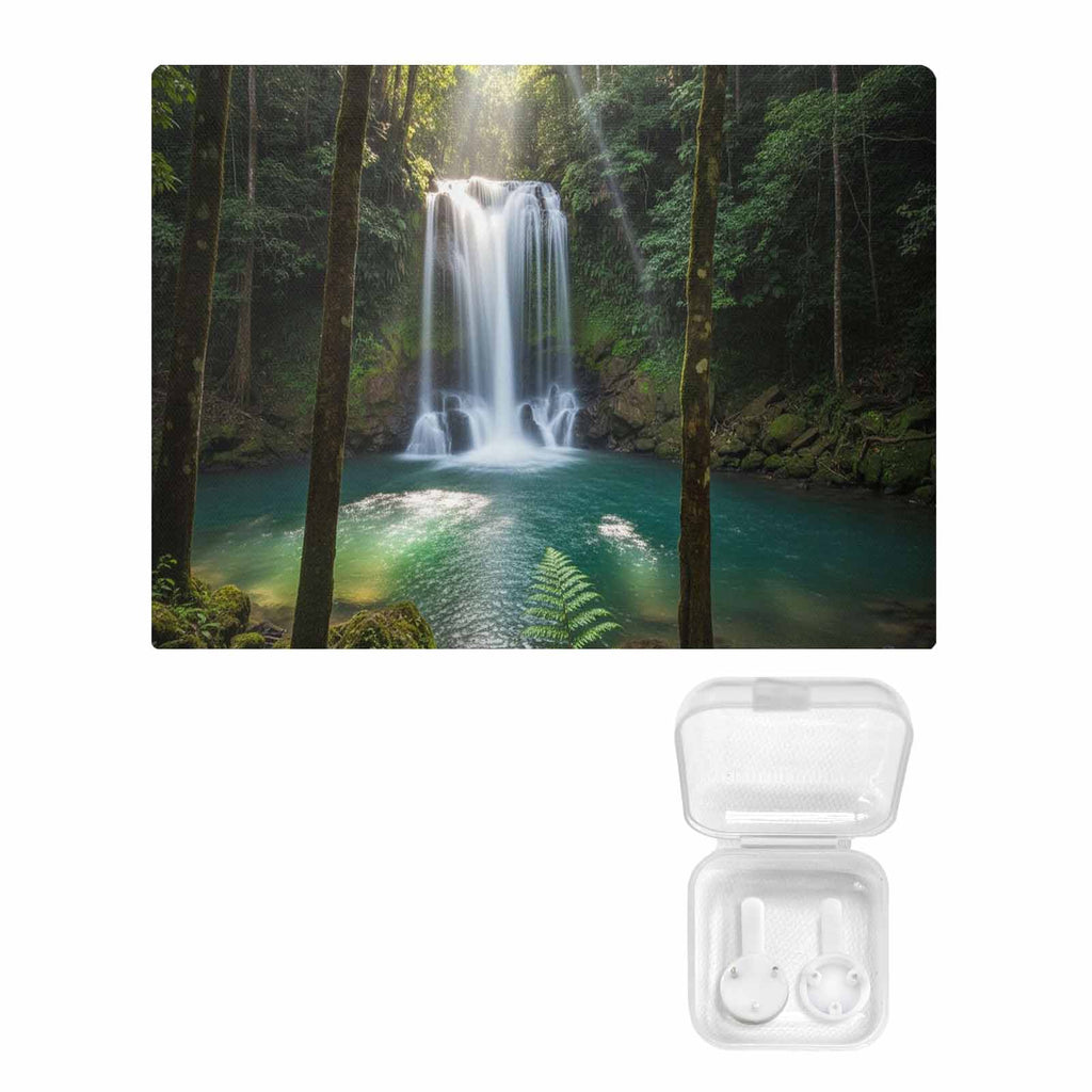 Rich and Rich 32x24 canvas wall art featuring a vibrant waterfall scene
