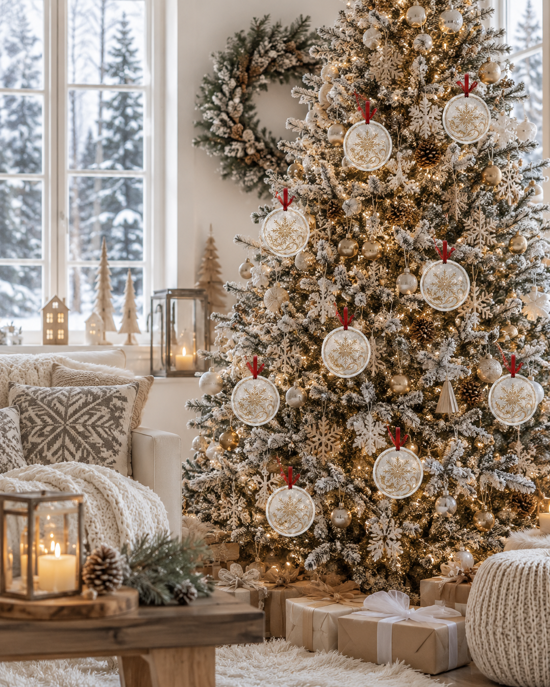 Rich and Rich Nordic Snowflake Round Crystal Glass Ornament