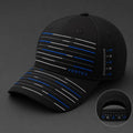 Vertex Algorithm Stripe Baseball Baseball Cap in black with silver geometric Vertex menswear design