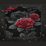 Unisex black leather sneaker with red rose detailing on the upper — additional view 10