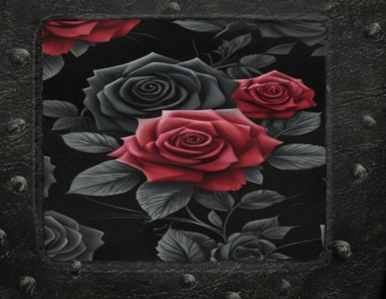Rich and Rich BlackRedRoses unisex black leather sneaker with red rose accents