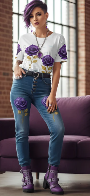 Rich and Rich Lavendar Rose Women's Jeans