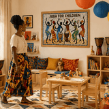 Panoramic 1000-piece wooden puzzle showing Juba dance evolution from fields to stage