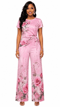 Load image into Gallery viewer, Rich &amp; Rich Women's Pink Floral Music Side-Tie Top &amp; Wide-Leg Pants Set - Rich and Rich Homeopportunities
