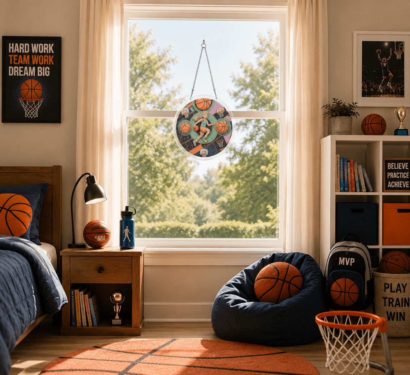 Rich and Rich Hoop Dreams Acrylic Kids Jigsaw Window Ornament - Rich and Rich Homeopportunities